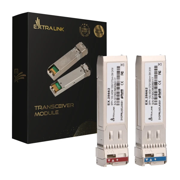 Extralink SFP+ 10G, WDM BIDI, 10Gbps 1270/1330nm, single mode, 2km, pair
