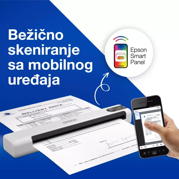 Scanner WorkForce DS-80W, Portable, CIS, A4, 4 s/page, WiFi, USB, Baterija ( B11B253402 ) 