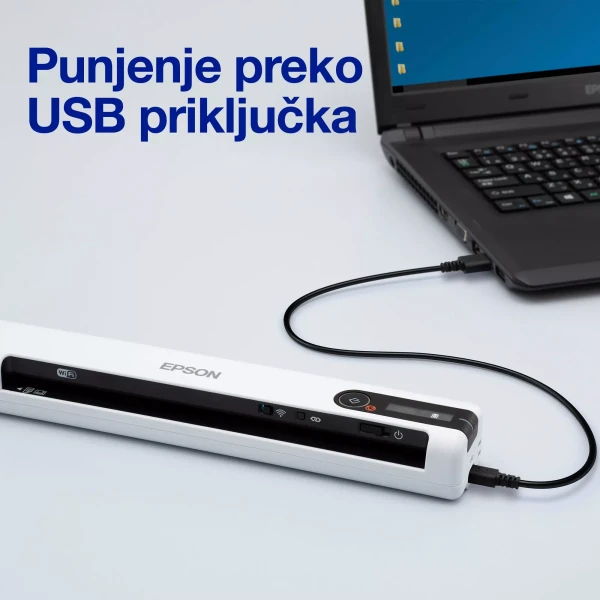 Scanner WorkForce DS-80W, Portable, CIS, A4, 4 s/page, WiFi, USB, Baterija ( B11B253402 ) 