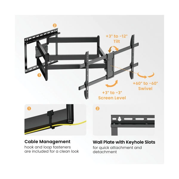Xstand 43-90 all around Nosač za TV/FULL MOTION/nagib+3 do-12/rotac.60/VESA 800X400/60kg/60-1080mm 