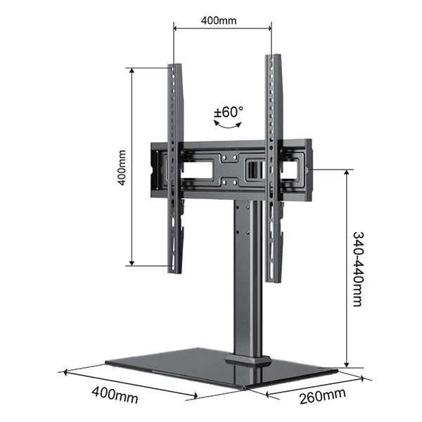 Xstand 23/60 Premium podni nosač za TV/Rotacija +60-60/VESA 400x400/3 nivoa 34/39/44cm/do 40 kg 