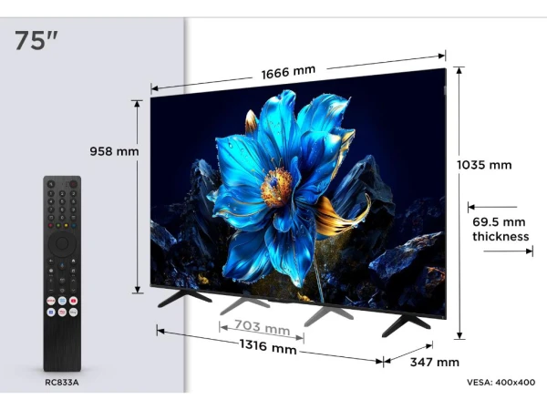 Televizor TCL 75P7KQLED75''4K UHD60HzGoogle TVcrna' ( '75P7K' ) 