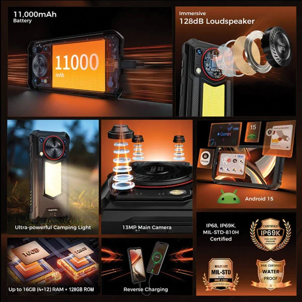 Oukitel WP53 Rugged Smartphone 4G/8+16GB/128GB/11000mAh/Android15 