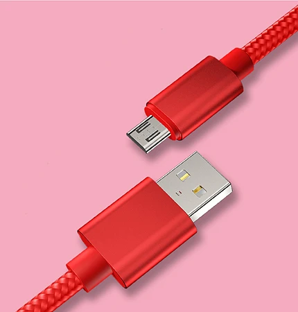 Xwave Kabl USB2.0 na Micro USB 1.2M,2A,aluminium,upleten,crveni 