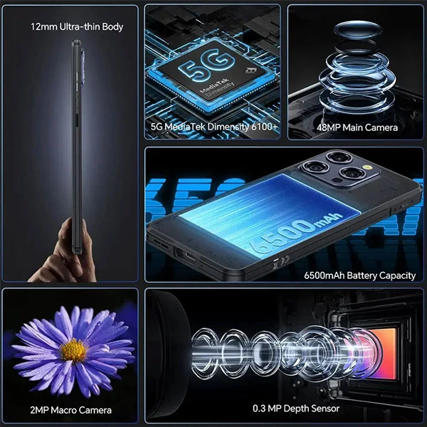 Oukitel WP52 black Rugged Smartphone5G 4GB(4+12)/256GB/6500mAh/Android14 