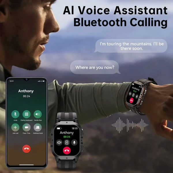OUKITEL pametni sat BT20 Crni Smart Watch Sport Rugged / Zaštićen IP68/IP69K