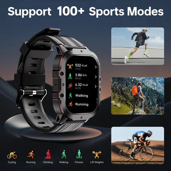 OUKITEL pametni sat BT20 Crno-Narandžasti Smart Watch Sport Rugged