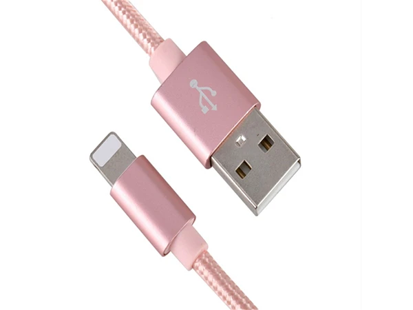 Xwave kabl USB Iphone 3A ALU 2m pleteni Roze Gold