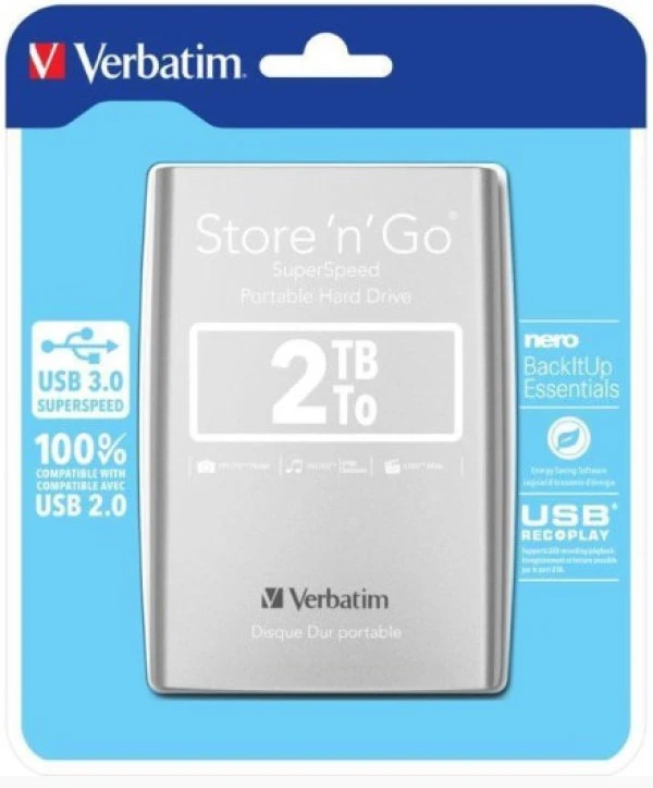 Verbatim EHV53189 SILVER 2TB, 2.5inc, Eksterni hard disk  USB 3.0