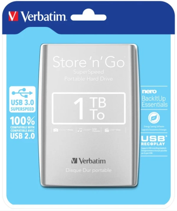 Verbatim EHV53071 SILVER 1TB, 2.5inc, Eksterni hard disk USB 3.0