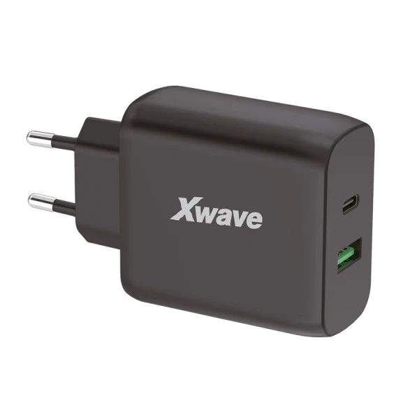 Xwave GaN45-AC GaN ultra-brzi punjač 45W USB-A + USB-C, za mobilne, tablete, Crni 