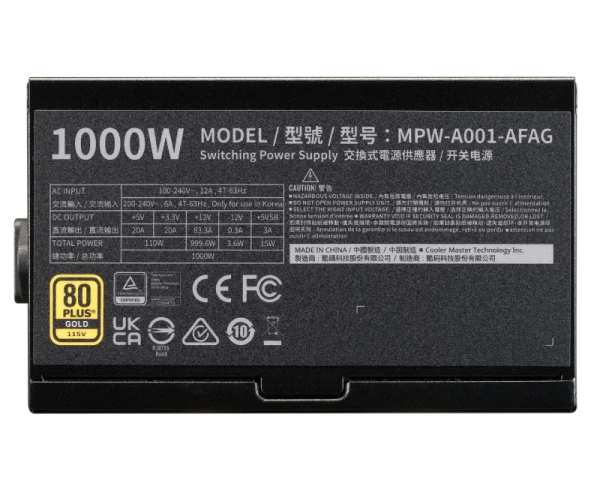 COOLER MASTER Elite Gold 1000W napajanje (MPW-A001-AFAG-BEU) 5Y 