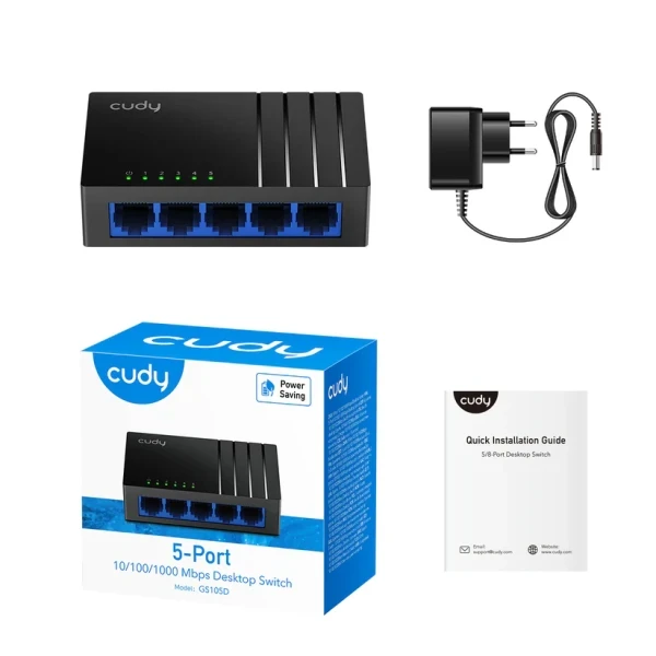Svič 101001000 5-port Cudy GS105P 4 PoE+ port 36W