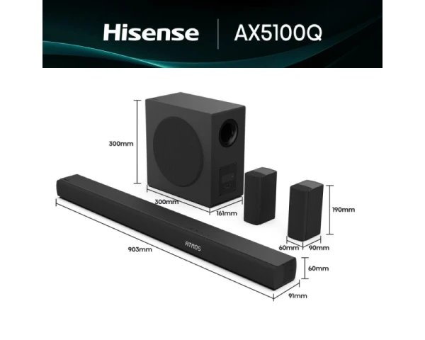 HISENSE AX5100Q Dolby Atmos soundbar sa bežičnim subwooferom crni 