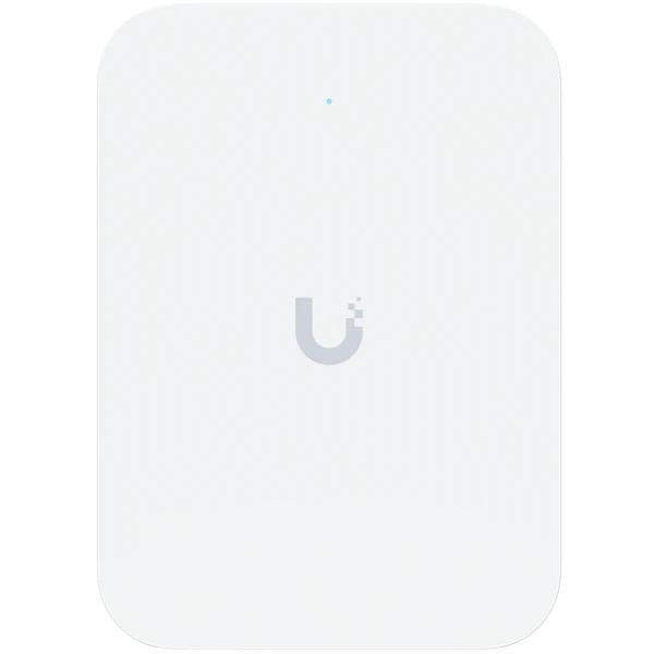 Ubiquiti UniFin U70IW Wall mounted WiFi 7 AP with 4 spatial streams and an integreated 2.5GbE PoE switch desined for hospitality enviorment