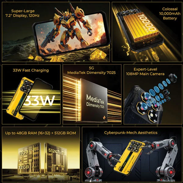 Oukitel WP60 black Rugged Smartphone 5G/16GB+512GB/10000mAh/108MP+8MP+2MP/32MP/NFC/Android15 