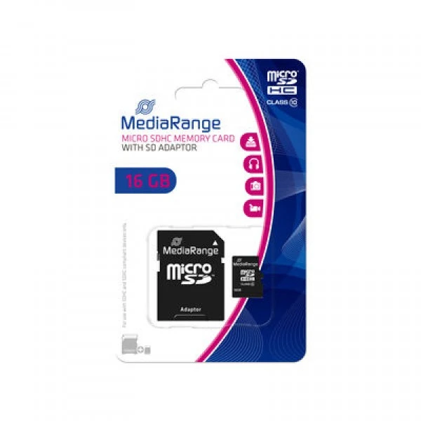 MEDIARANGE 16GB MICRO SDHC+ADPTER/C10 