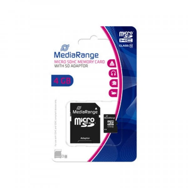 MEDIARANGE 4GB MICRO SDHC+ADAPTER/C10 