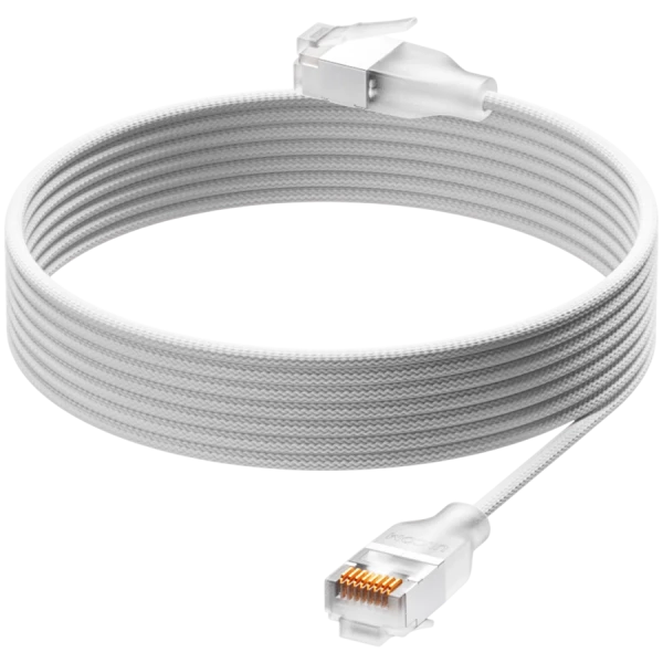 Ubiquiti UACC-Cable-Patch-EL-C6A-0.3M-W Ultra-thin braided patch cable, designed and optimized for 10 GbE networking, Translucent booted RJ