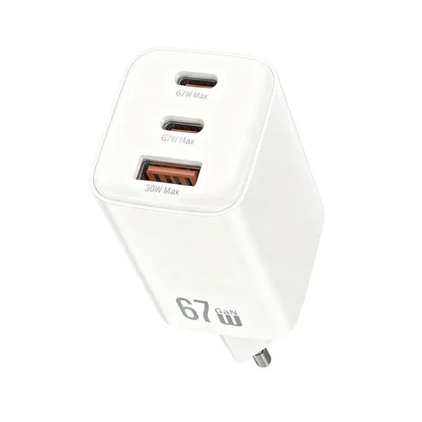 Kućni punjač Usams 67W USB-A USB-C beli