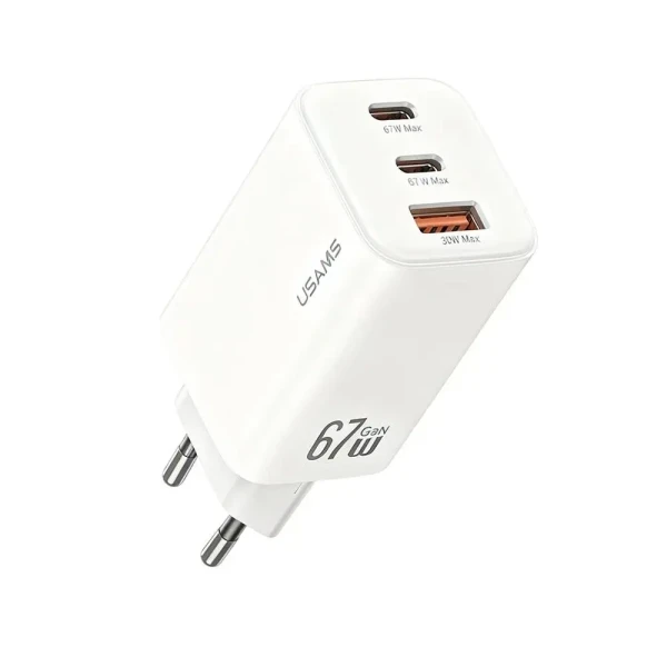 Kućni punjač Usams 67W USB-A USB-C beli