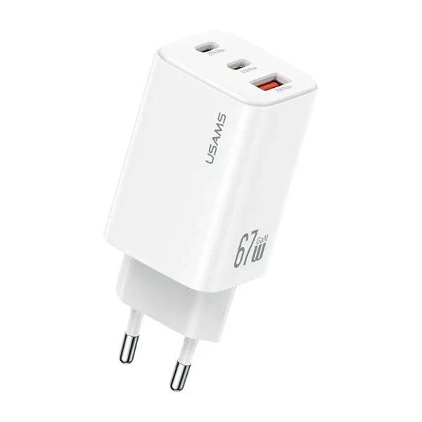Kućni punjač Usams 67W USB-A USB-C beli