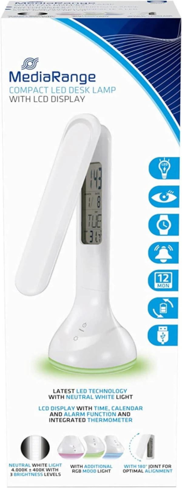 LED STONA LAMPA COMPACT LED DESK LAMP,BELA, MROS502 USB MEDIARANGE GERMANY