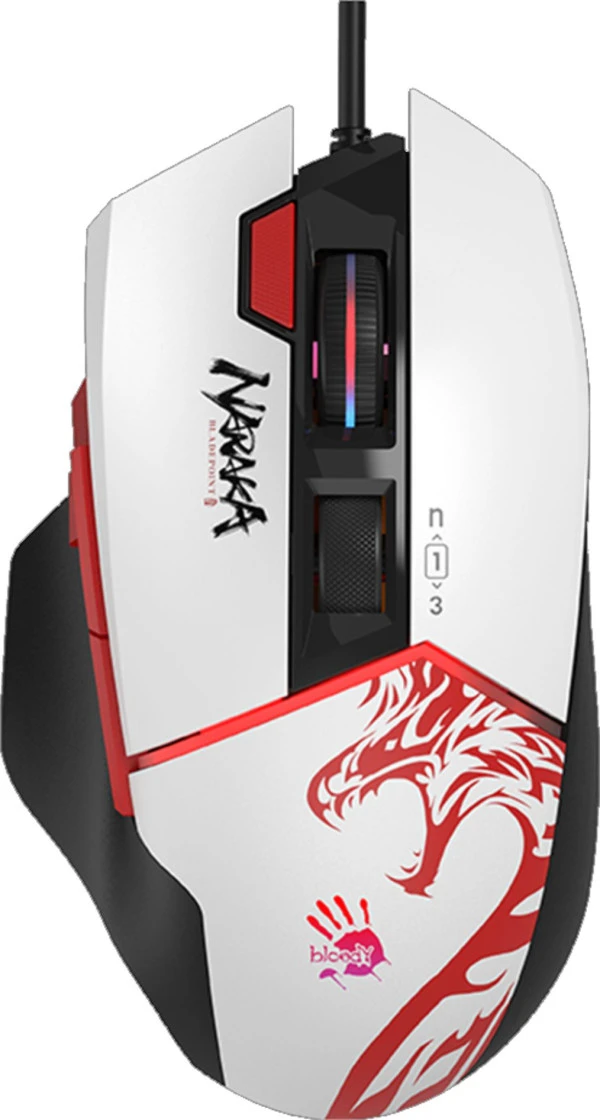 A4-W95 ULTRA NARAKA Bloody RGB Gejmerski mis, 2000Hz/100-20.000 DPI, White USB 135mm
