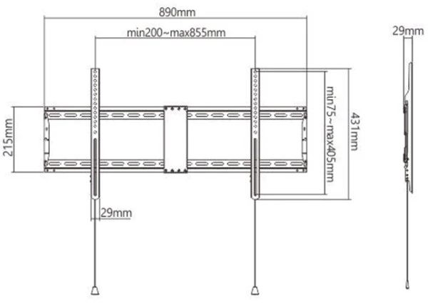 WM-90F-01 Gembird TV nosac fiksni VESA max 80x40cm, 37-86 max.70kg