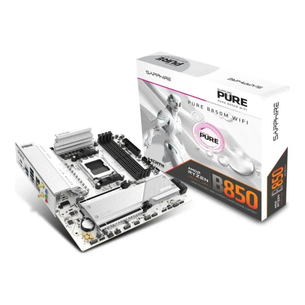 SAPPHIRE AMD B850M AM5 PURE Ryzen R9R7R5, 4x DDR5 8000MHz, PCIE 5, 1x M.2 Gen5, 1x M.2 Gen4, LAN 2.5 Gbps, WIFI6, USB, MATX ( 52123-02-40G 