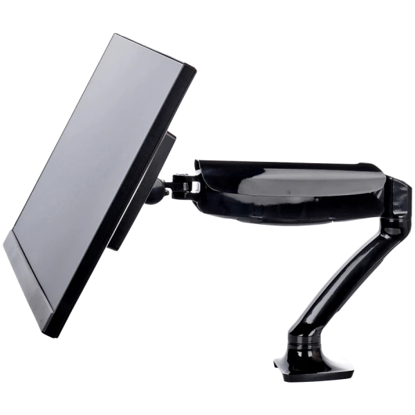 Flexible desk mount for single monitor with height adjustable gas spring. Deskmount with clamp or grommet. Monitor size 10~27'', VESA 75x75 