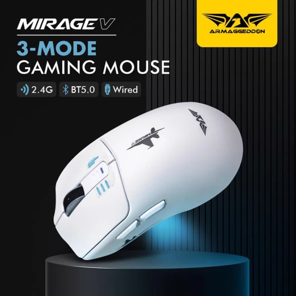 ARMAGGEDDON Mirage V Wireless/BT Gaming Mouse White