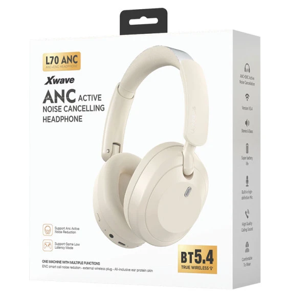 Xwave L70ANC white Bluetooth slušalice stereo sa mikrofonom/v5.4/Wireless/Aux/800mAh/80h 