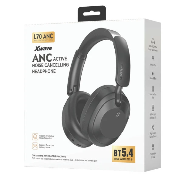 Xwave L70ANC black Bluetooth slušalice stereo sa mikrofonom/v5.4/Wireless/Aux/800mAh/80h 