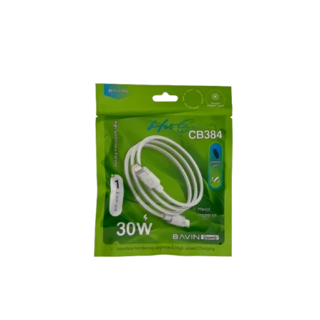 Bavin kabl pleteni 30W  1m Type C-Lightning bela - CB384PD ( 90136 )