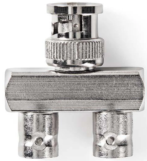 CVGP01946ME, BNC adapter, BNC muški, 2x BNC ženski, Niklovani, 50 oma, Metal, Srebrno, 1 kom