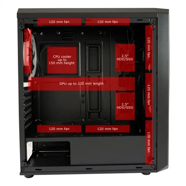 Tower LC Power Gaming 703B-ON Quad-Luxx 2xUSB3.0/1xUSB 2.0 Black