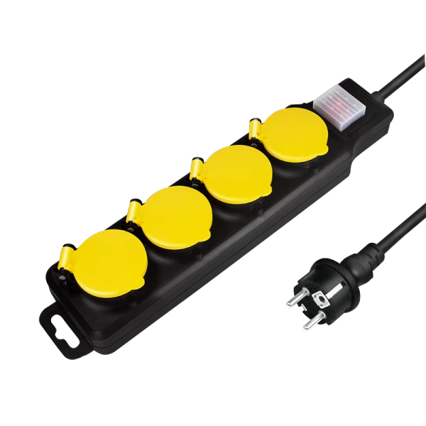 Logilink produžni kabl outdoor 4 mesta, prekidač, 1.5m, IP44, crna