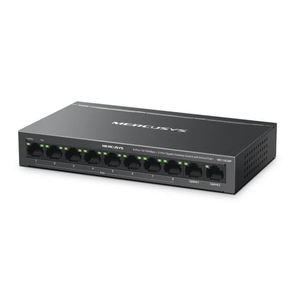 Mercusys MS110CMP V1.0, 8-Port 10/100Mbps + 2-Port Gbit Desktop Switch with 8-Port PoE+