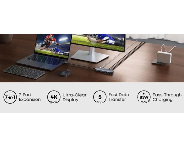 ANKER Nano USB-C Hub 7u1, sivi 