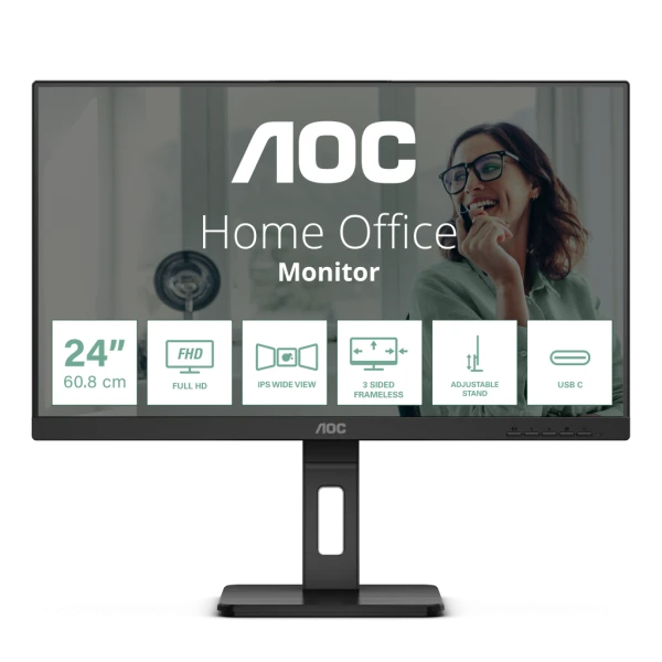 Monitor AOC 24P3CV 23.8''IPS1920X1080100Hz4ms GtGHDMI,DP,USB type C,RJ45Pivot,visinaVESAcrna' ( '24P3CV' ) 