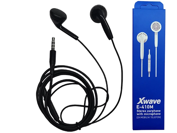 Xwave E-410M black slušalice za mobilni sa mikro/stereo/3.5mm/kabl 1.3 m/kontrola 