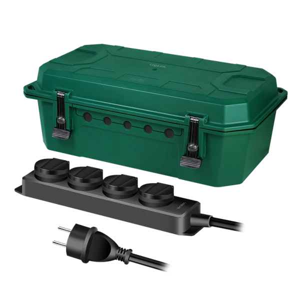 Logilink produžni kabl outdoor sa zaštitnom kutijom, 4 mesta, 5.0m, IP54, zelena