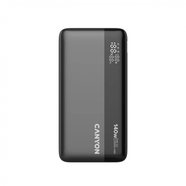 CANYON Power Bank PB-240, 25000mAh PD140W display power bank,Size160.0x82x27 mm Weight 508+-10g, Dark Grey ( CNS-CPB240 )