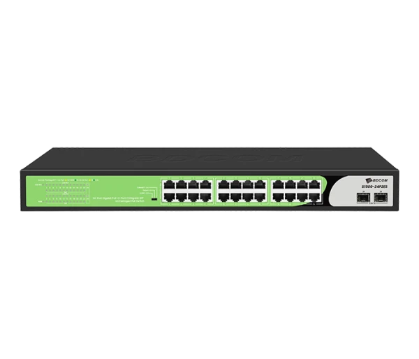 Bdcom switch S1500-24P2ES-H, 2x PoE++ port, 22x PoE+ port, 2x 2.5G port