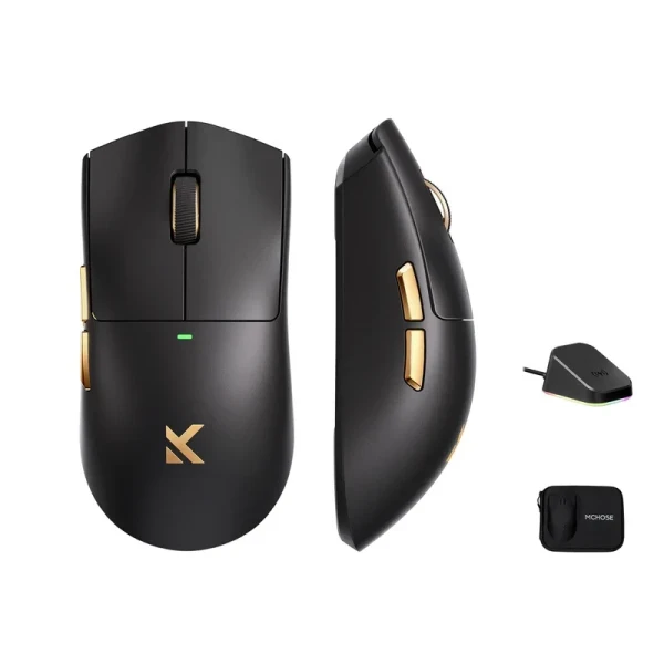Bežični gaming miš MCHOSE K7 Ultra Black PAW3950 8KHz pooling Omron Mechanical
