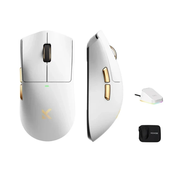 Bežični gaming miš MCHOSE K7 Ultra White God PAW3950 8KHz pooling Omron Mechanical