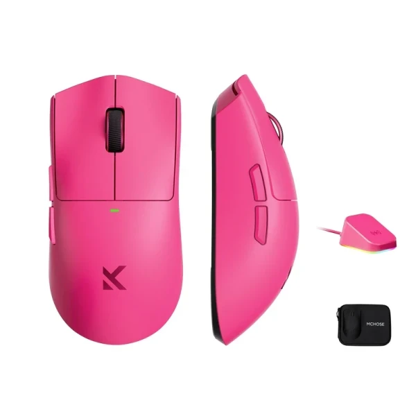 Bežični gaming miš MCHOSE K7 Ultra Rose Red PAW 3950 8K Hz Omron Mechanical