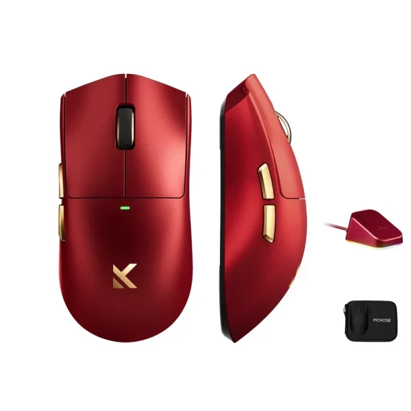 Bežični gaming miš MCHOSE K7 Ultra Iron Red PAW 3950 8K Hz Omron Mechanical