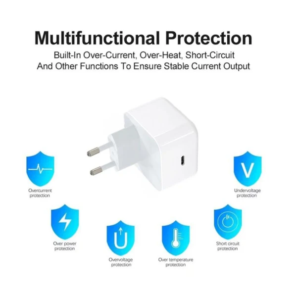 Kucni punjac PD Fast charger 40W za iPhone 17 sa PD Type C kablom CE beli